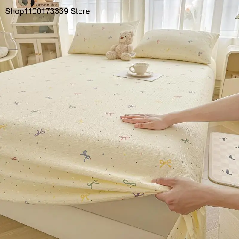 [Only Bet Sheet] Print Class A Double-Layer Gauze Summer Student Dormitory Single Washed Cotton Bed Sheet