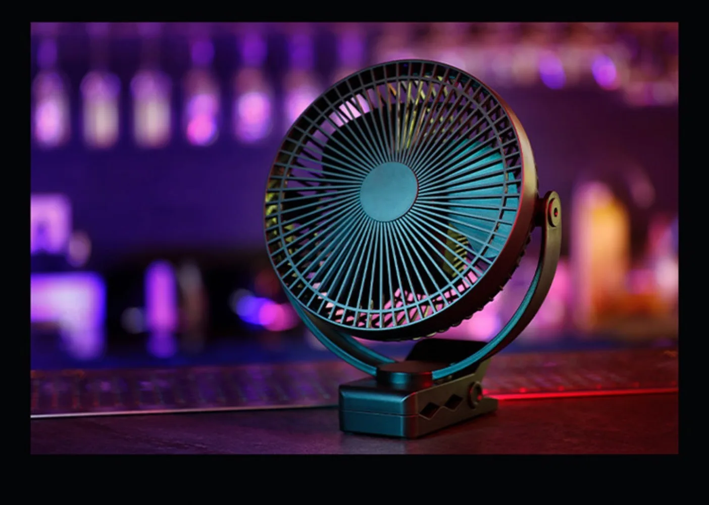 USB Rechargeable Oscillating Clip Fan Quiet Car Desk Bedroom with Remote