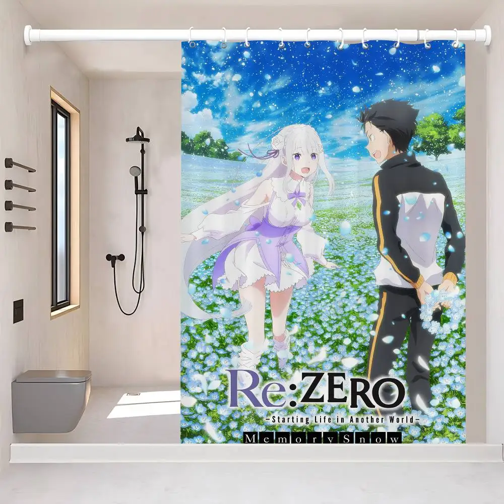 Re Zero Anime Duschvorhang, Sommer, Strand, Badezimmer, dekorativer Duschvorhang, wasserdicht
