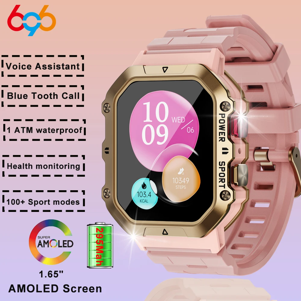 

1.65" Men Women 1ATM Waterproof Blue Tooth Call Smart Watch Heart Rate Blood Oxygen Sports Fitness Voice Assistant Smartwatch