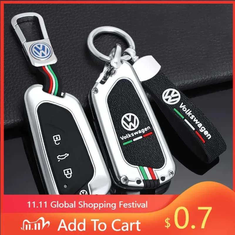 

For VW Zinc Alloy Car Smart Remote Key Case Cover Holder Shell Fob For VW Volkswagen Golf 8 2020 Auto Keychain Protector Acces