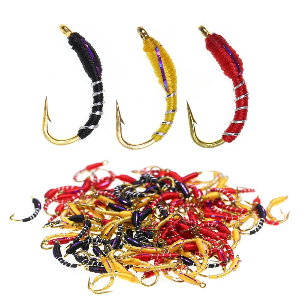 6 piezas # 12 Señuelos Artificiales de Pesca con Mosca para Chironomida, Zebra Midge, Buzzer, Nymph, Caddis, Larva, para Trucha, Perca y Pescado Blanco