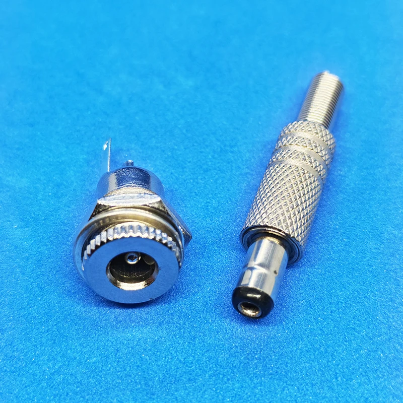 1/2/5/10PCS DC5.5×2.1mm/5.5x2.5mm Power Jack Plug Silver Metal Male/Female Panel Mount Soldering Connector Set DC099