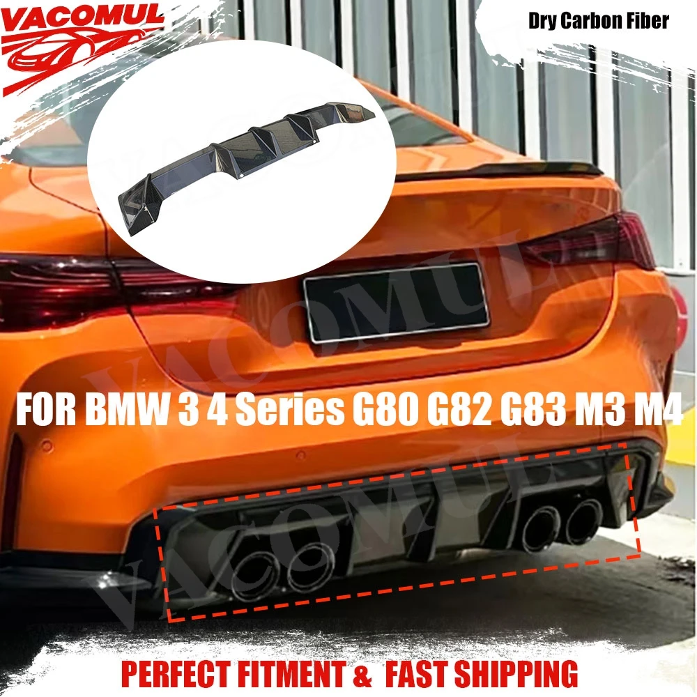 

VACOMUL Dry Carbon Fiber Rear Diffuser For BMW 3 4 Series G80 G82 G83 M3 M4 2021+ Rear Bumper Lip Car Body Kits Accessories