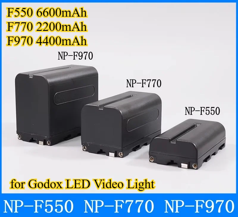 

Сменный аккумулятор NP-F550/F770/F970 емкостью 6600 мАч для светодиодной видеолампы и монитора Godox, литий-ионный аккумулятор большой емкости с быстрой зарядкой