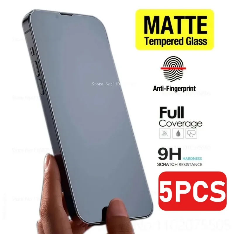 5 Stück mattes gehärtetes Glas für iPhone 17 Promax 15 16 Promax Anti-Glare Displayschutzfolien 17 Air 11 12 13 14 Pro Anti-Fingerabdruck