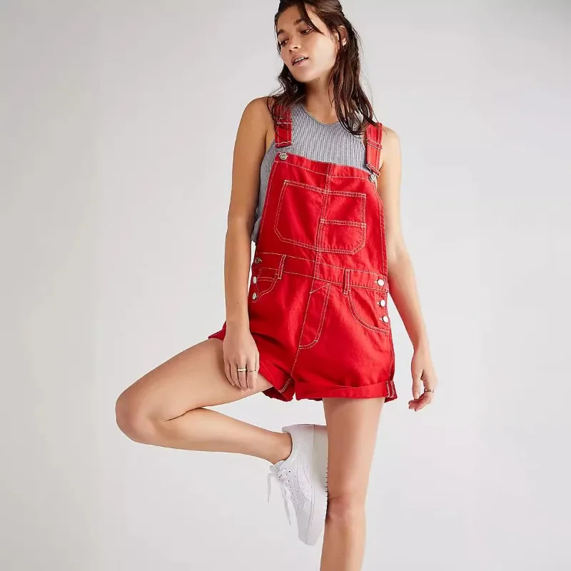 

Vintage Black Denim Y2K Rompers Women Sleeveless High Waist Jeans Playsuits Korean Fashion Chic Jumpsuits Overalls Baggy Shorts