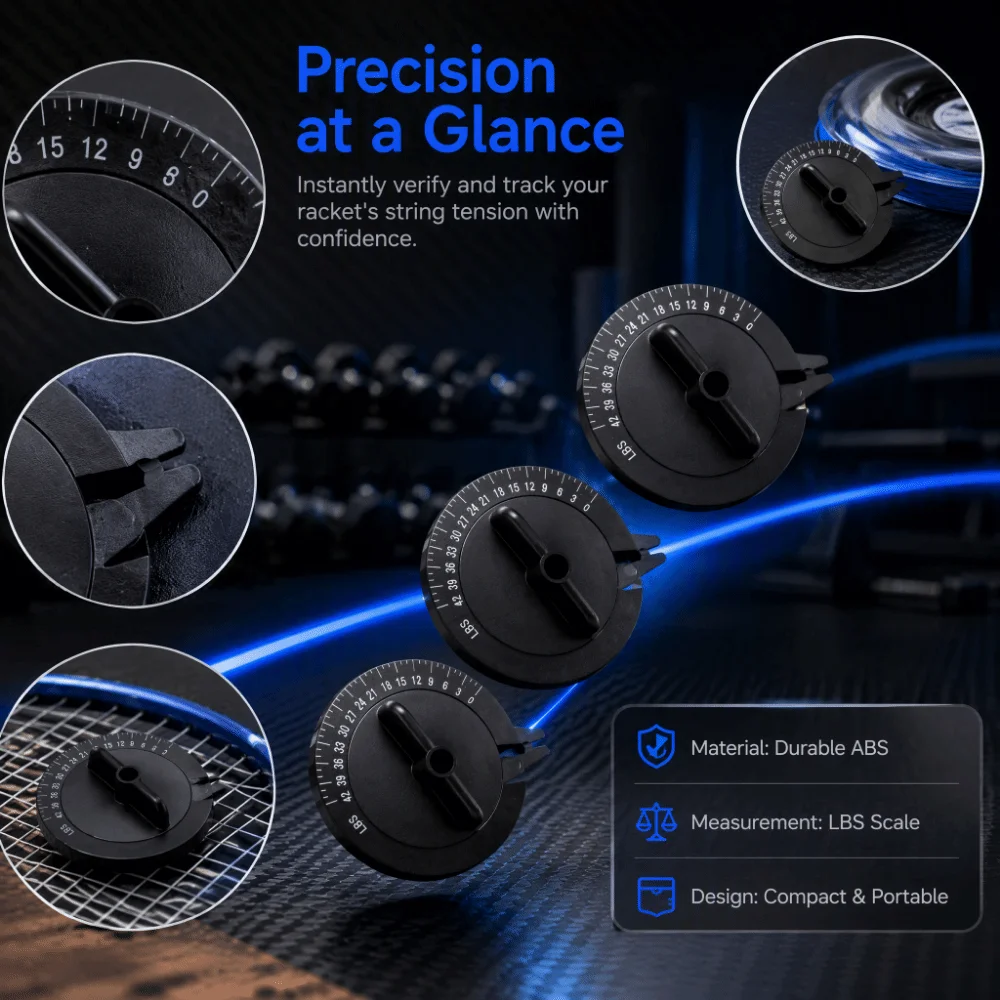 ABS Badminton Tension Tester Black Round Dial String Tension Gauge LBS Scale Compact Pressure Calibrator String Maintenance