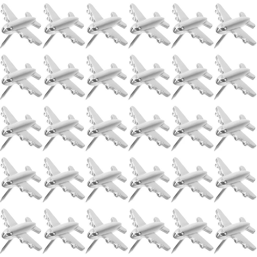 

30 Pcs Cork Board for Office Aircraft Pushpin Bulletin Tacks Cute Nail Metal Decorations Travel