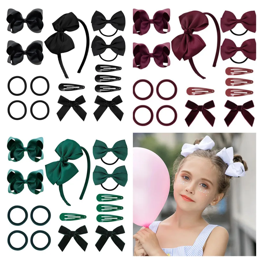 

Cute Ribbon Bow Hairpins Hairbands Set Children Girls Kids Hair Rope Clips Pin Barrettes Accessories Headwear Headdress Ornament
