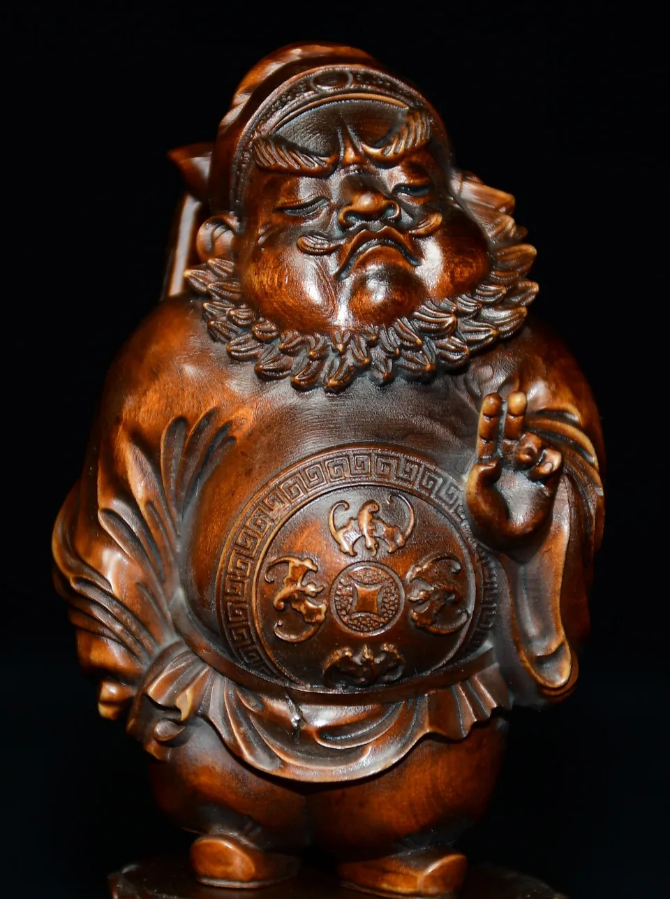 Collection Old Boxwood Zhong Kui Statue Exorcist Celestial Master Zhong Kui's handle piece Amass wealth Ornaments Town house