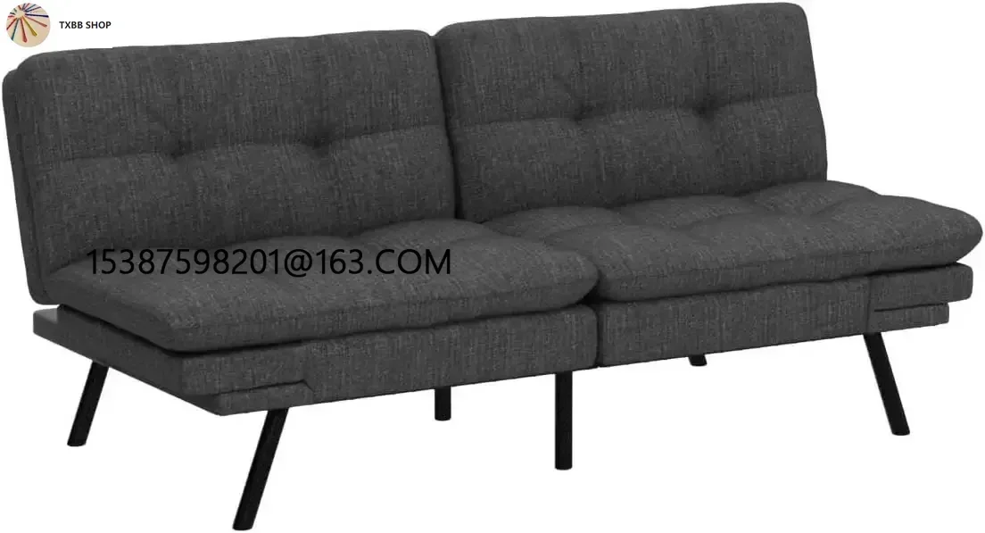 Folding Beds Memory Foam Foldable Couch Convertible Loveseat Sleeper Daybed with Adjustable Armrests for Small Space Studio