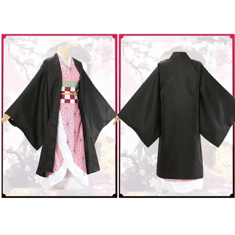 Disfraz de Anime Nezuko para mujer y niña, Kimono de cazador de demonios, Kamado, Nezuko, peluca, ropa de uniforme