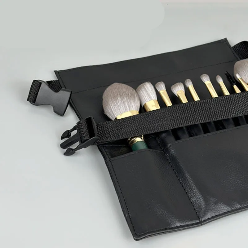 Sac pour pinceaux de maquillage en cuir PU, deux styles, avec ceinture, sac de taille pour pinces à cheveux, peigne à cheveux, maquilleur, sac à ciseaux pour animaux de compagnie de grande capacité
