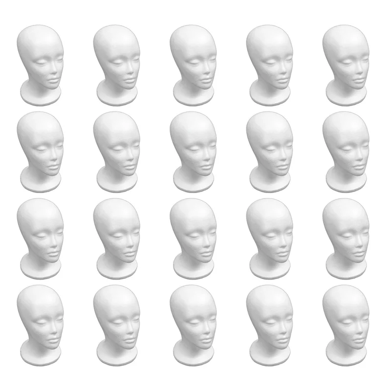 

20X Female Foam Mannequin Head Model Hat Wig Display Stand Rack White