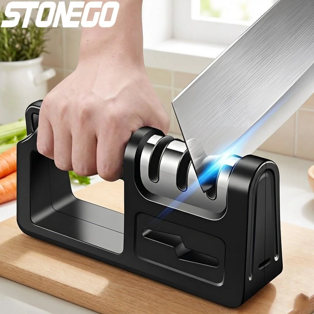 

4 in 1 Knife Sharpener Diamond Ceramic Tungsten Kitchen Tool for Straight Edges Professional Kitchen Essential