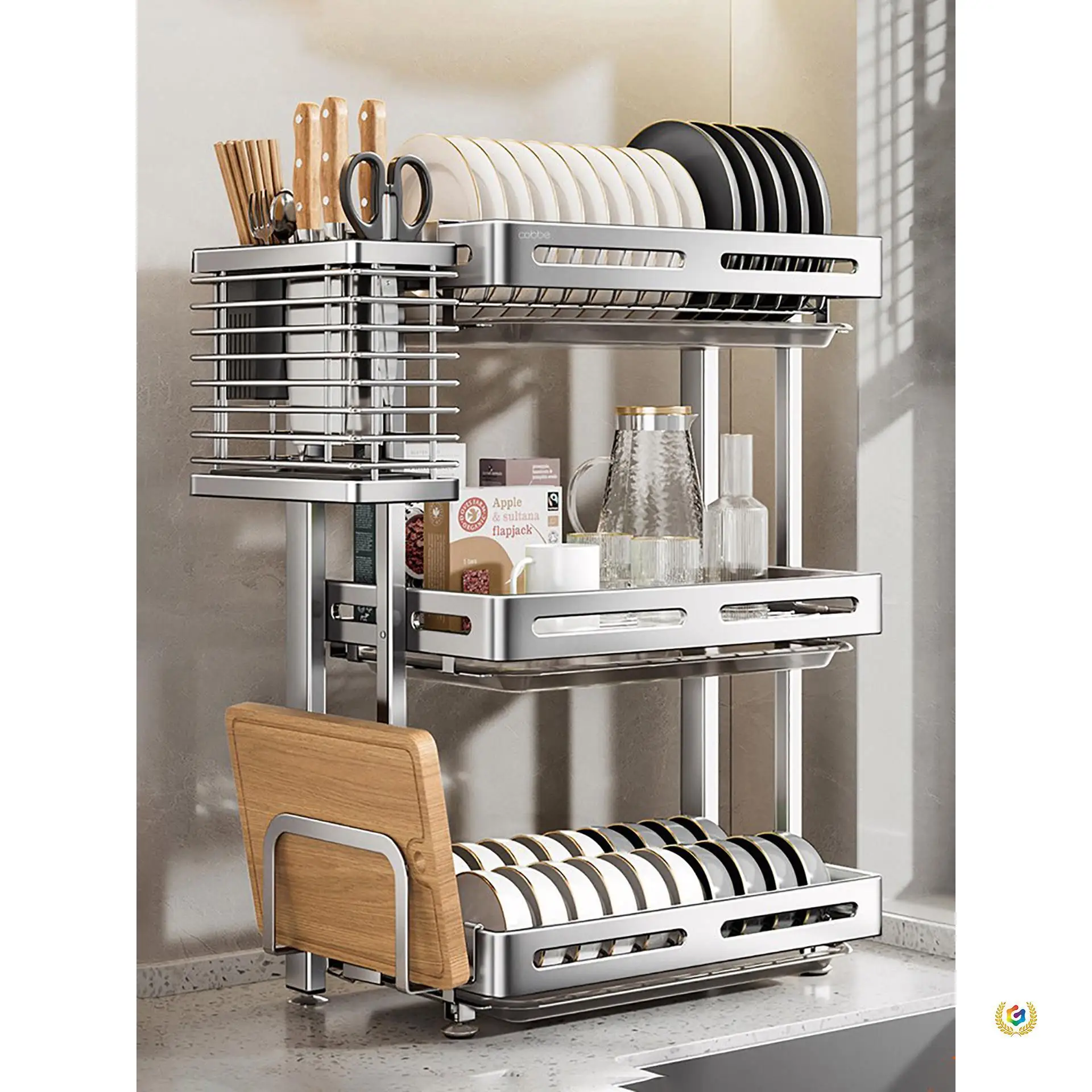304 stainless steel wall-mounted bowl drying rack, no punching, kitchen rack, folding and draining dishes and chopstick rack
