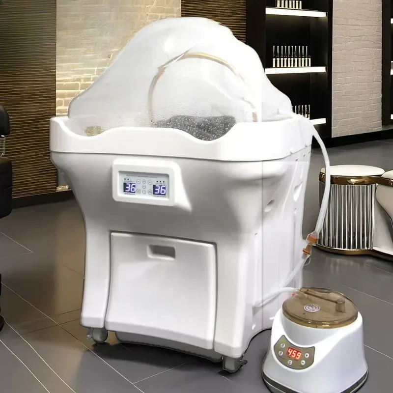 Modern White Portable Head Spa Wash Unit Water Circulation Shampoo Basin Sink Bowl for Hair Washing Bed Home Use