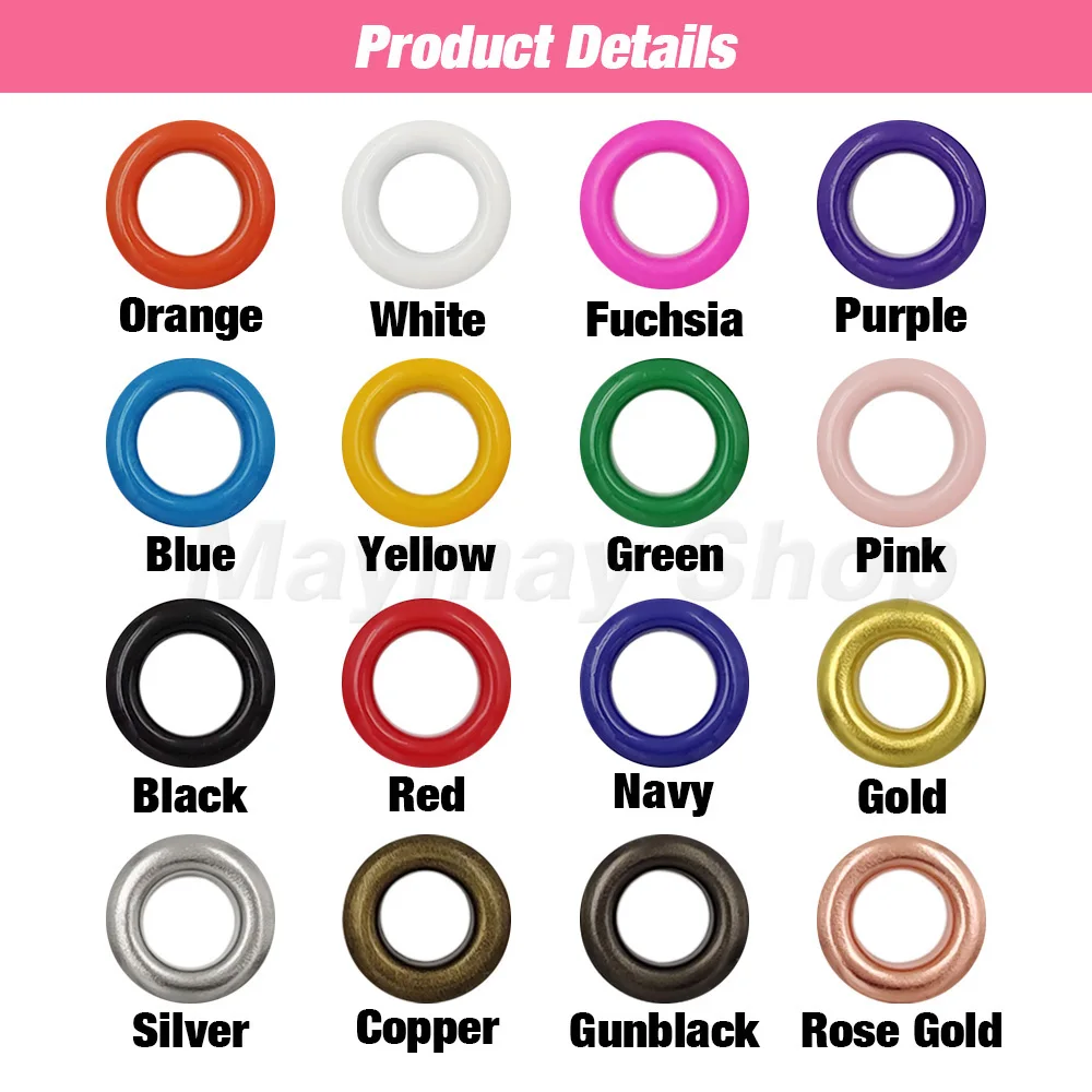 4/5/6/8/10/12mm Metal Eyelets Grommet Metal Hole Ring With Washer For Scrapbooking Shoes Belt Cap Bags Tags Clothes Leathercraft