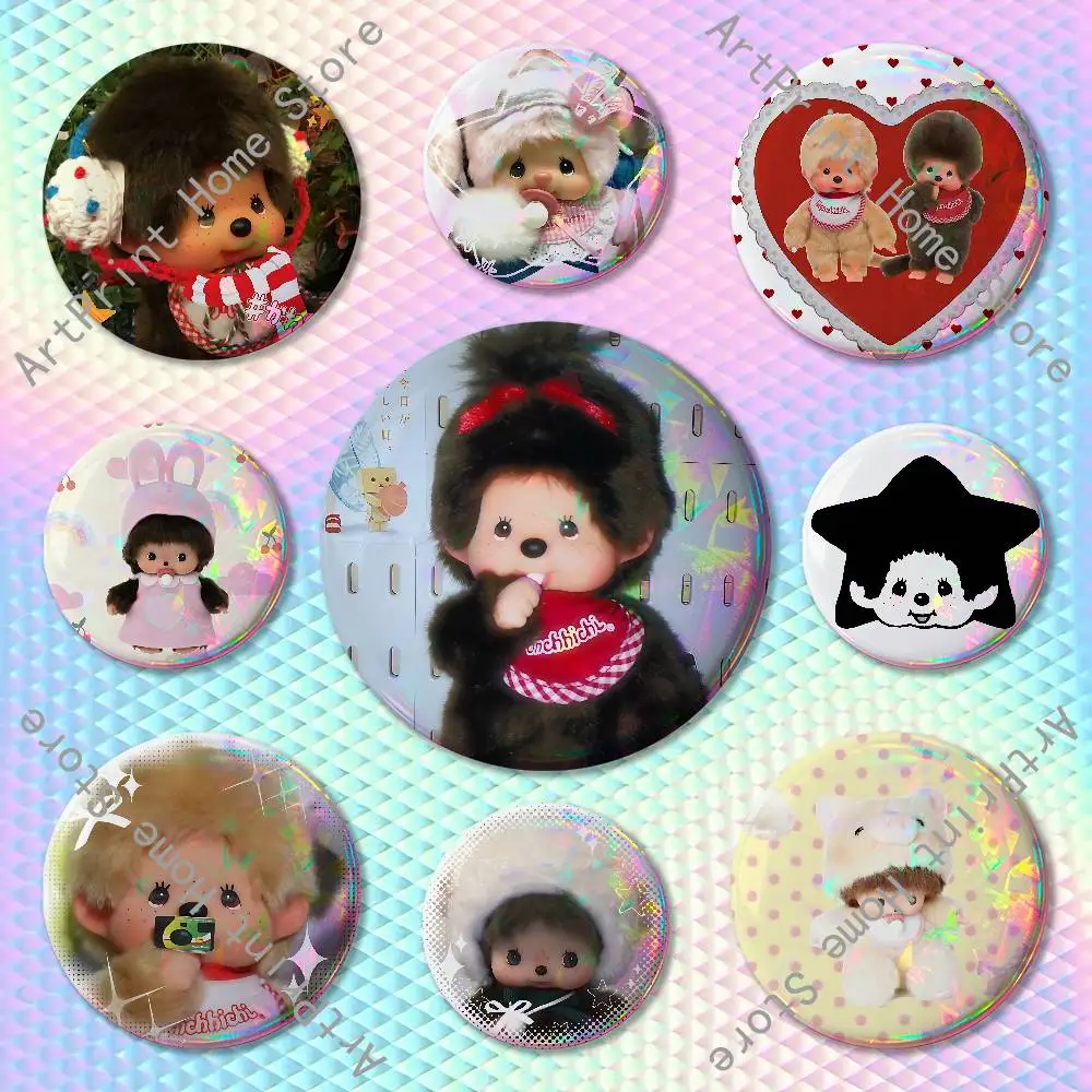 Cute-M-monchhichis-s Custom Badges 75mm 44mm 25mm Brooch Backpack Hat Enamel Pins Accessories Toys Gifts