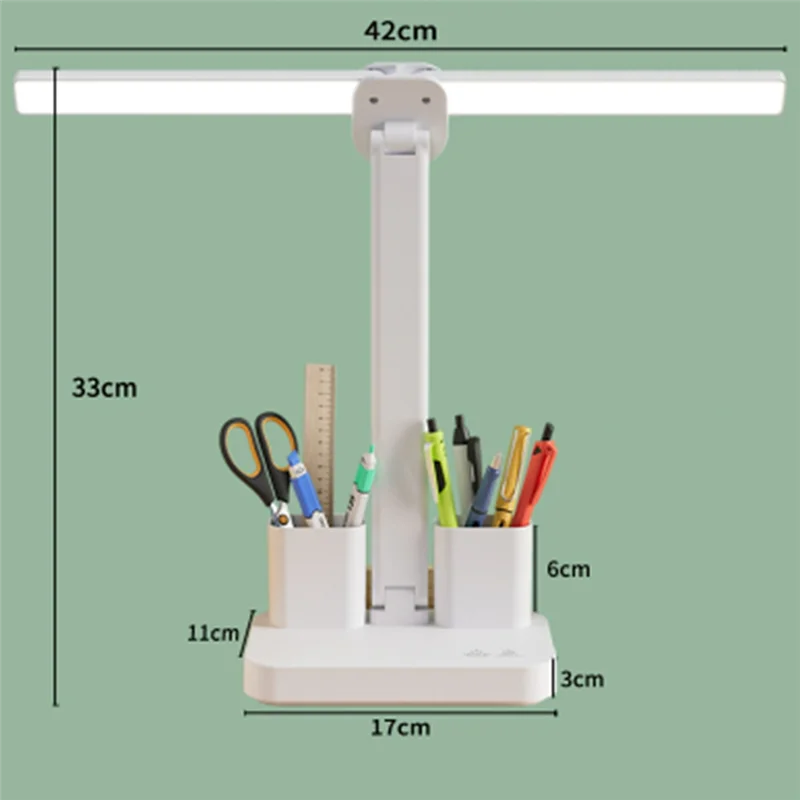 LICE-LED โคมไฟตั้งโต๊ะ 2 ผู้ถือปากกา Touch Control พับ Eye-Caring โคมไฟตั้งโต๊ะสําหรับ Office Home อ่าน Study