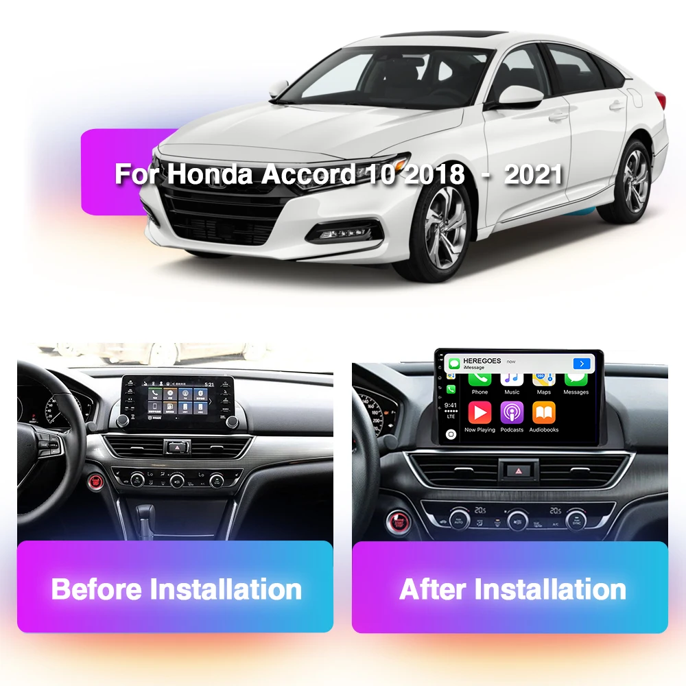 Carplay DSP Car Multimedia Video Player For Honda Accord 2018 2019 2020 2021 Navigation GPS Stereo Radio Audio 8G+128G Bluetooth