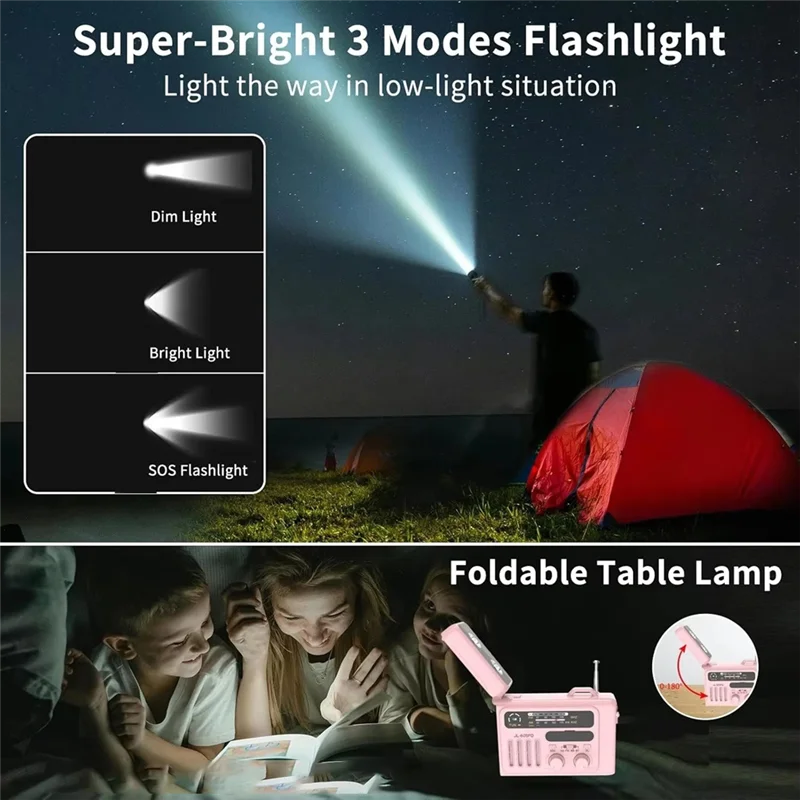 

Multifunctional Bluetooth Speakers Solar Hand Crank AM/FM/NOAA Radio Speakers With LED Flashlight And Reading Lamp
