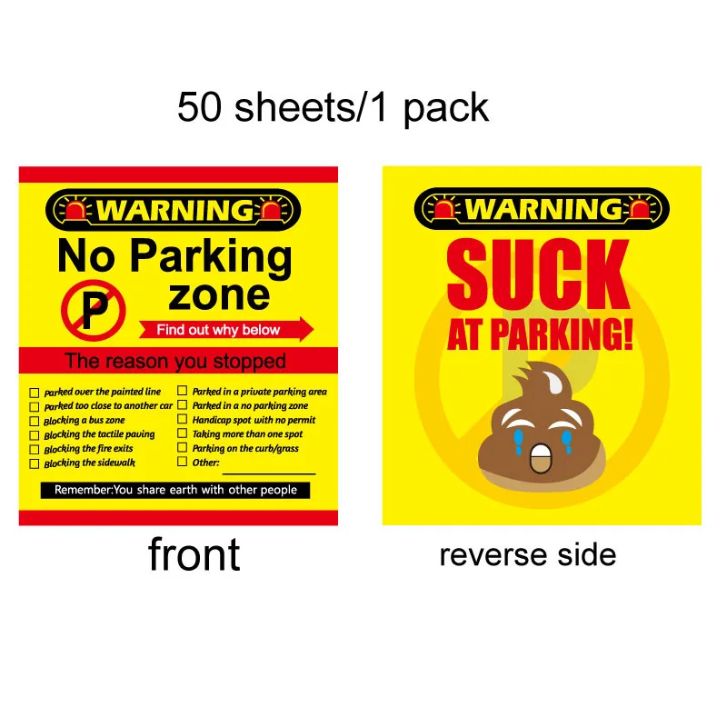 50 carte di parcheggio cattive, nessun parcheggio, divertenti carte di viololazione di parcheggio umoristiche in cartone con motivi multi-violazione, avvisa la carta