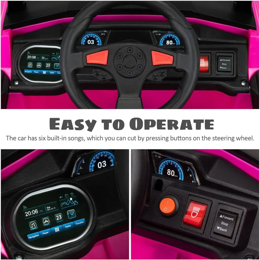 12V 어린이용 전동차, 다양한 기능을 갖춘 전기 오프로드 UTV 트럭, 양문 개폐, 안전벨트, 경적, 음악 및 조명 포함