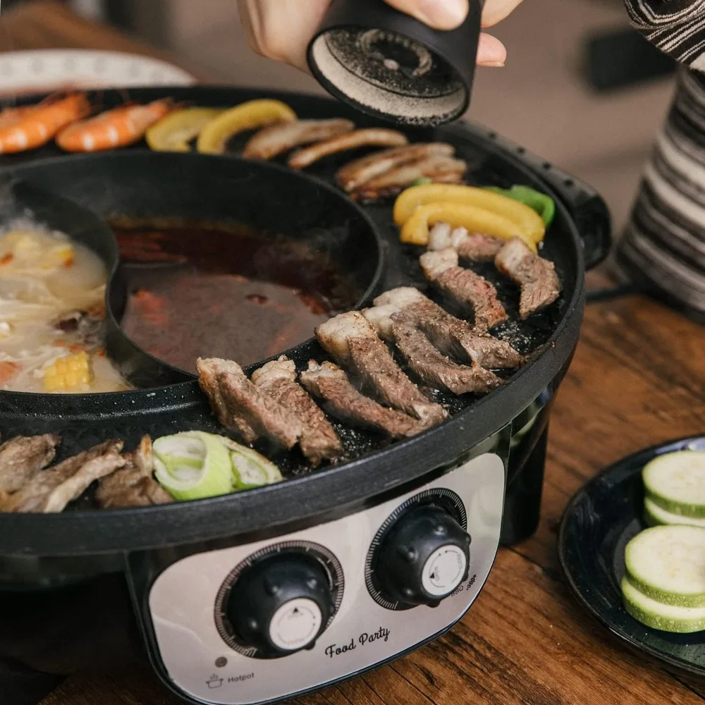 2 in 1 Electric Smokeless Grill and Hot Pot