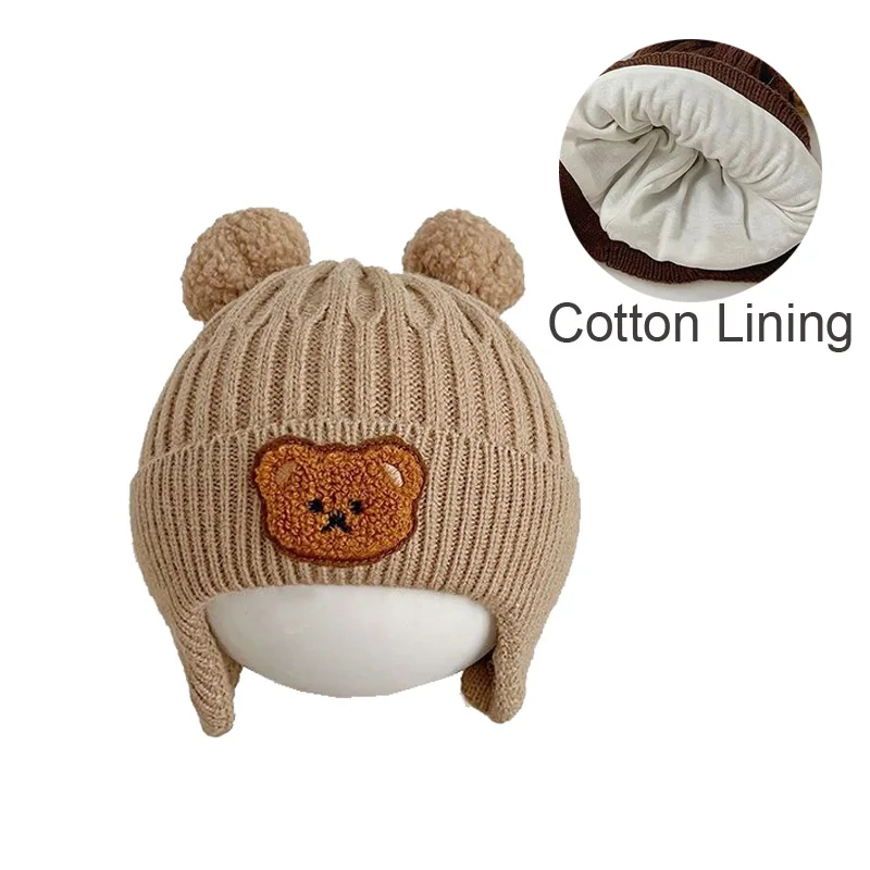 Winter Baby Hat Fur Ball Kids Beanie Toddler Bonnet Hats for Boys Girls Fleece Knitted Baby Cap Children Accessories 1-3Y