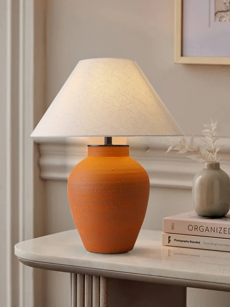 

Black White Orange Ceramic Jar Table Decor Lamp Home Decoration Items for Living Room Bedroom Office Desk Light Classic