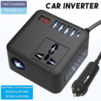 Car Inverter DC12V/24V to DC120V/220V 100W Peak LED Display Sockets Power Inverter Adapters Fast Charging Automobiles Inverters