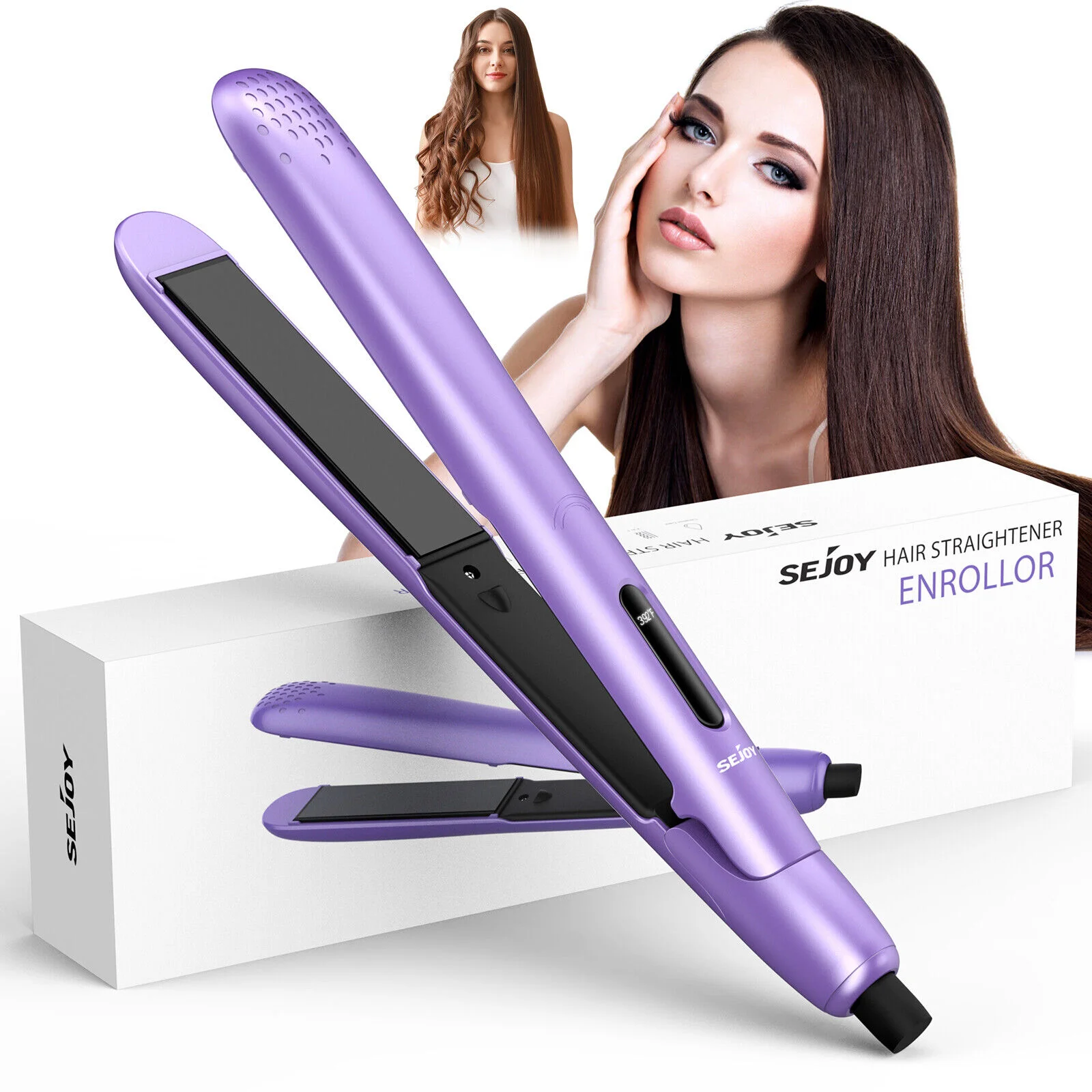 Sejoy 2 In 1 Professional Hair Straightener Curlering Flat Iron Fast Heating Ceramic Curler Hair Style