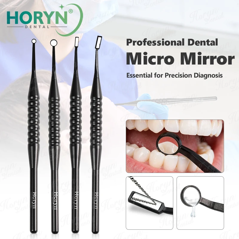 Horyn 1Pc Dental Micro Mirror with Handle 2/3/5/9mm Stainless Steel Oral Examination Reflector Odontoscope Dentistry Tools