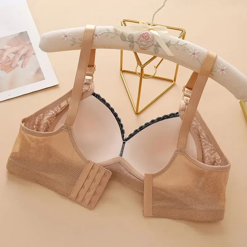 حمالة صدر دانتيل داخلية قابلة للتعديل للنساء ، حمالة صدر برقبة على شكل حرف V ، حلقة غير فولاذية ، مانعة للتراجع ، ناعمة ومريحة ، ملابس داخلية مثيرة ، حميمية