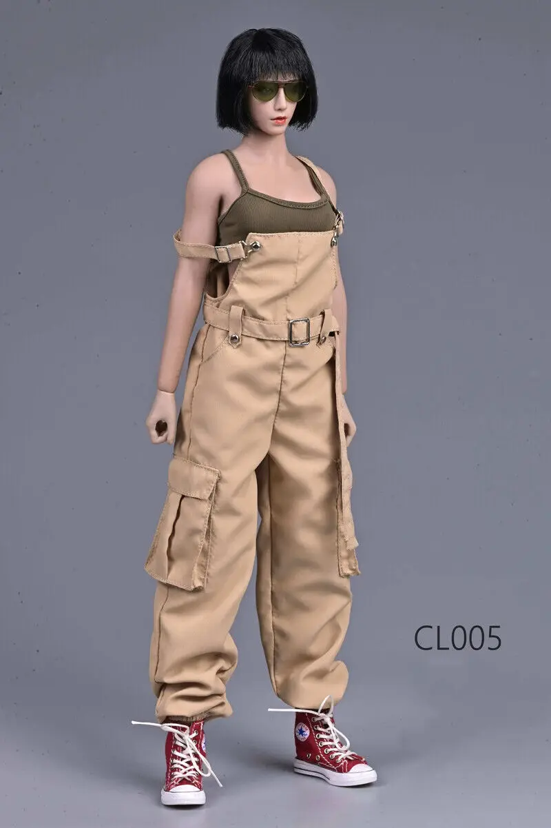 

CHILI TOYS 1/6 Scale Female Sodier Khaki Overalls Vest Model for 12'' Figure