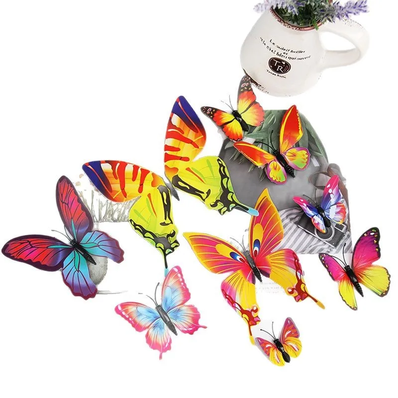 12-pack 3D vlinderstickers enkellaags realistisch interieur kinderkamer kunst aan de muur creatieve achtergrond vlinderstickers