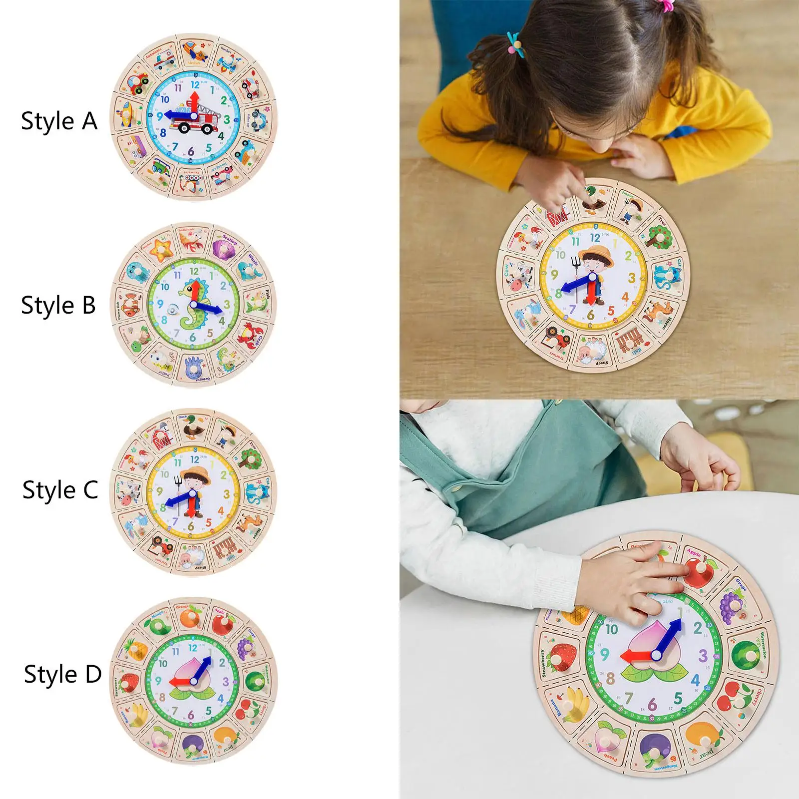 Puzzle Jouet Sensoriel Montessori, Horloge en Bois, Aide au Fuchsia, ApprentiCumbria