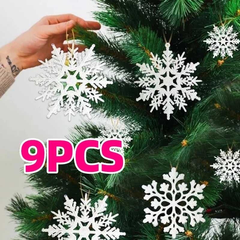 

Christmas Hanging Glitter Snowflake Flakes Xmas Tree Decoration DIY Pendant Hanging Christmas 2026 Holiday Home Party Ornament