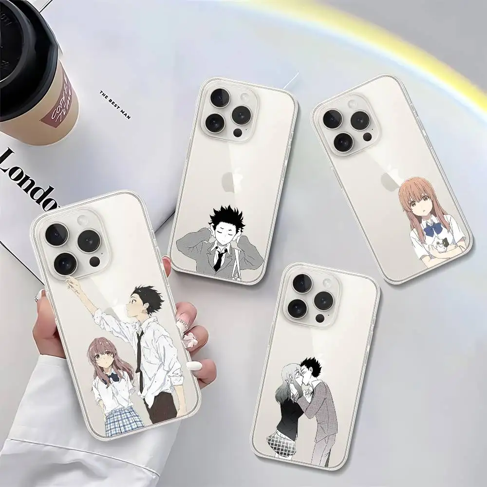 Anime A Silent Voice Handyhülle für iPhone 17 16 15 14 Plus 13 12 11 Pro Max Transparente Rückseiten-Abdeckung