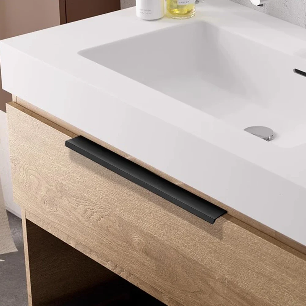 Non-punch Furniture Handle Brushed Gold Silver Matte Black Lacquer White Cabinet Handles Hidden Handles for Cabinets and Drawers