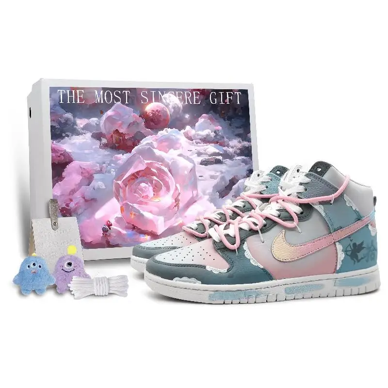 【Customize】Nike Dunk High Skateboarding Shoes Unisex High-top Pink Sneakers shoes DO2321-111