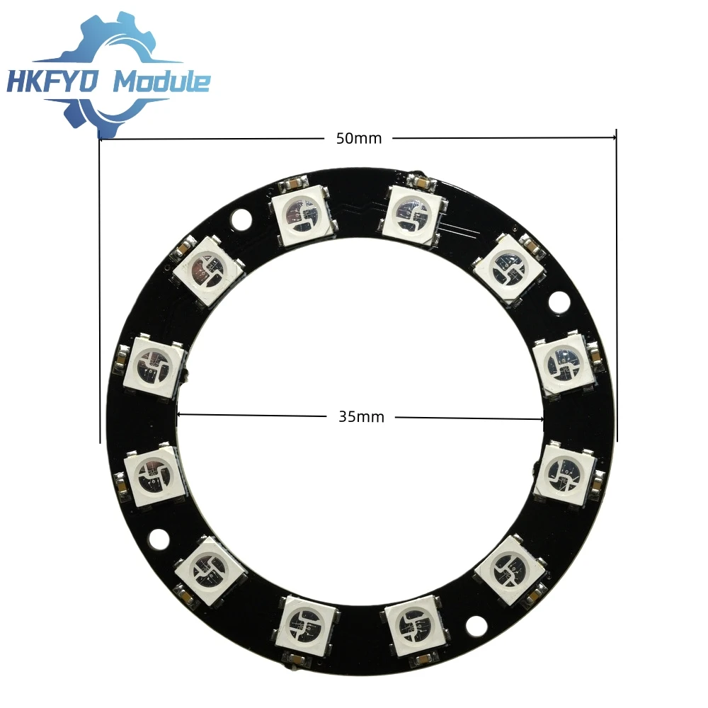 1-20PCS WS2812 12-Bit RGB LED Ring, 5050 Smart Full-Color Light Circle Module for Arduino DIY Lighting Effects