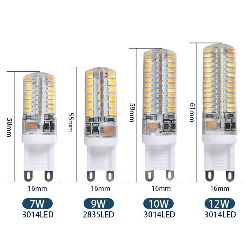 Imagem -02 - Lâmpada Conduzida g9 7w 9w 10w 12w ca 220v240v Smd 2835 3014 360 Graus Substituem a Lâmpada do Halogênio Pcs Lot