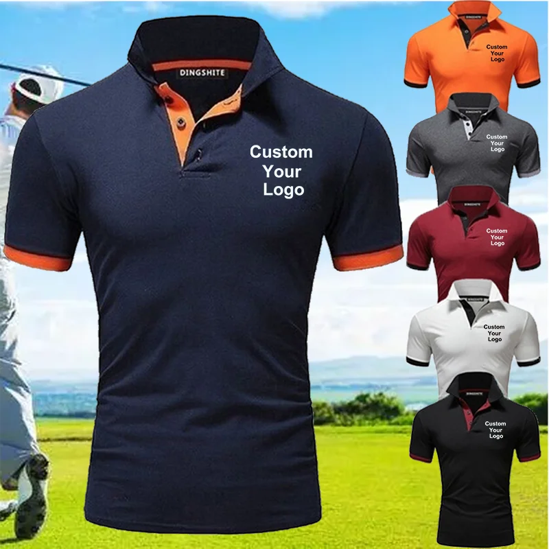 Polo à manches courtes avec logo personnalisé pour hommes, t-shirt à revers, mode décontractée, affaires, social, été, nouveau