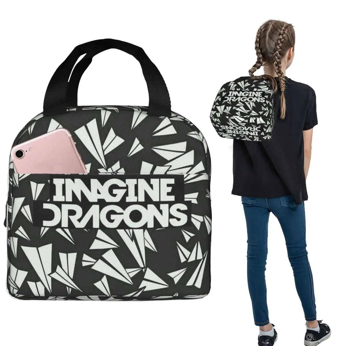 

Сумки для обеда Imagine Dragons Band, изолированная коробка для бенто, портативная сумка для обеда, многоразовая термосумка-холодильник для женщин и девочек, путешествия