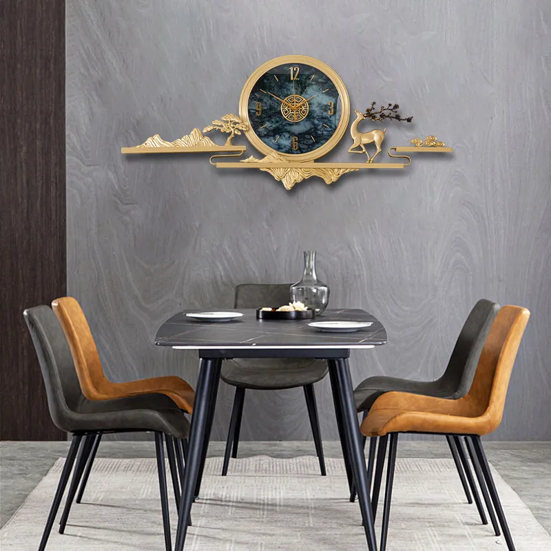 

New Chinese brass wall clock living room home fashion high-end wall decoration quartz clock modern light luxury modern