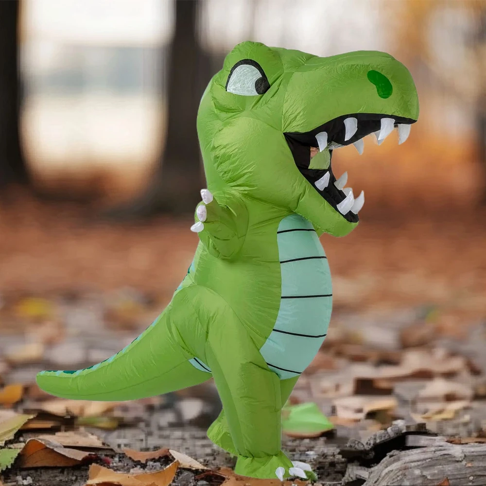 

Funny Cartoon Big Mouth Inflatable Green Dinosaur Cosplay Costume Adult Halloween Carnival Party Inflated Garment