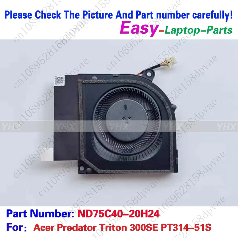 

GYX New For Acer Predator Triton 300SE PT314-51S CPU COOLING FAN ND75C40-20H24 Fast delivery